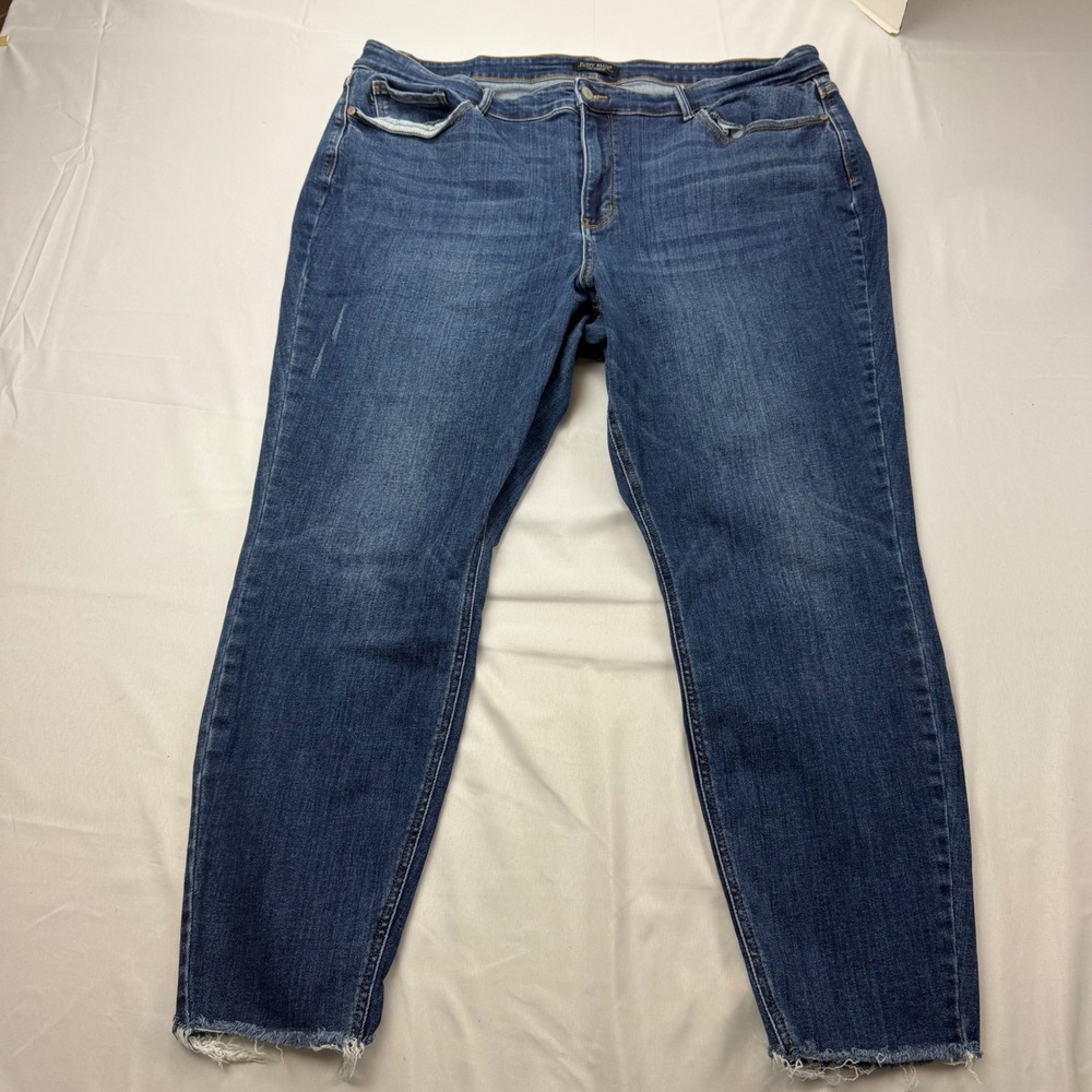 Judy Blue Skinny Fit Jeans Women 24W Blue Raw Hem High Rise Stretch JB82527DK-PL